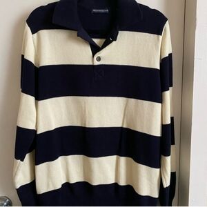 Striped Black and Cream Polo Sweater